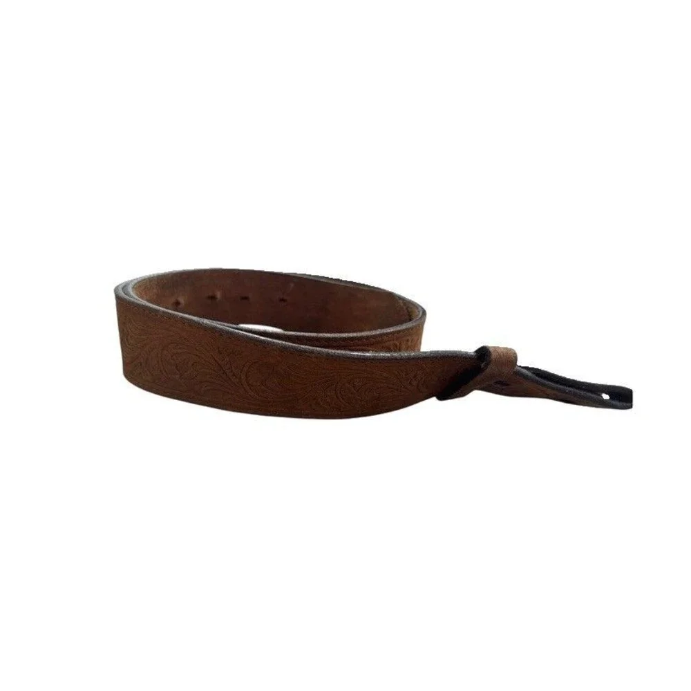 vintage WESTERN buckle belt COWBOY leather 32 tan brown RODEO tony lama